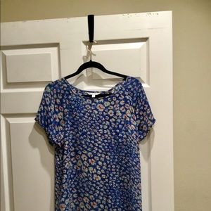 Blue, red, white flower multi color blouse